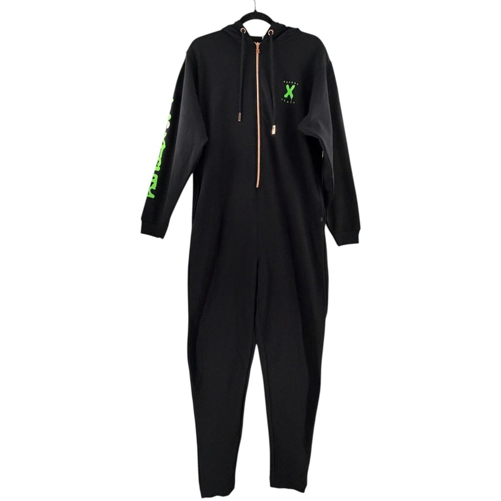Savage Fenty One Piece Pajamas Womens M Black Hooded Sweatshirt Jumpsuit Unisex